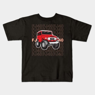 FJ40 Stacked Red Kids T-Shirt